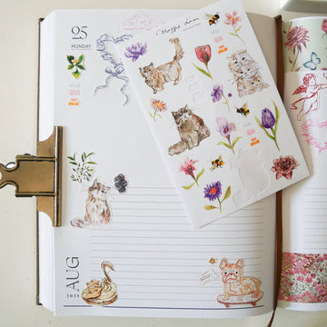 Cute Kittens with Flowers Paper Sticker Sheets