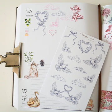 Love & Peace in Blue Grey Paper Sticker Sheets