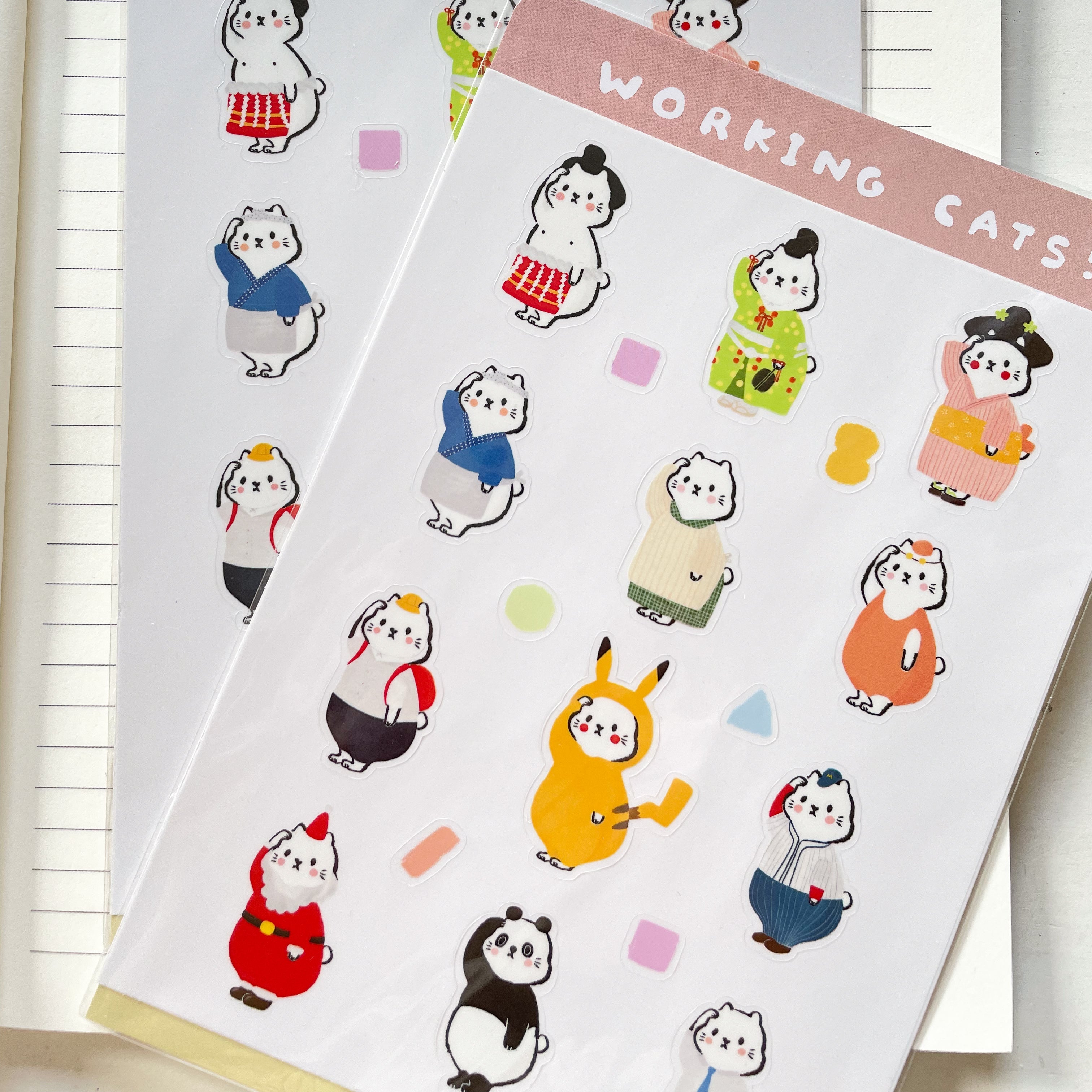 Momoko Cats with jobs Sticker Sheet