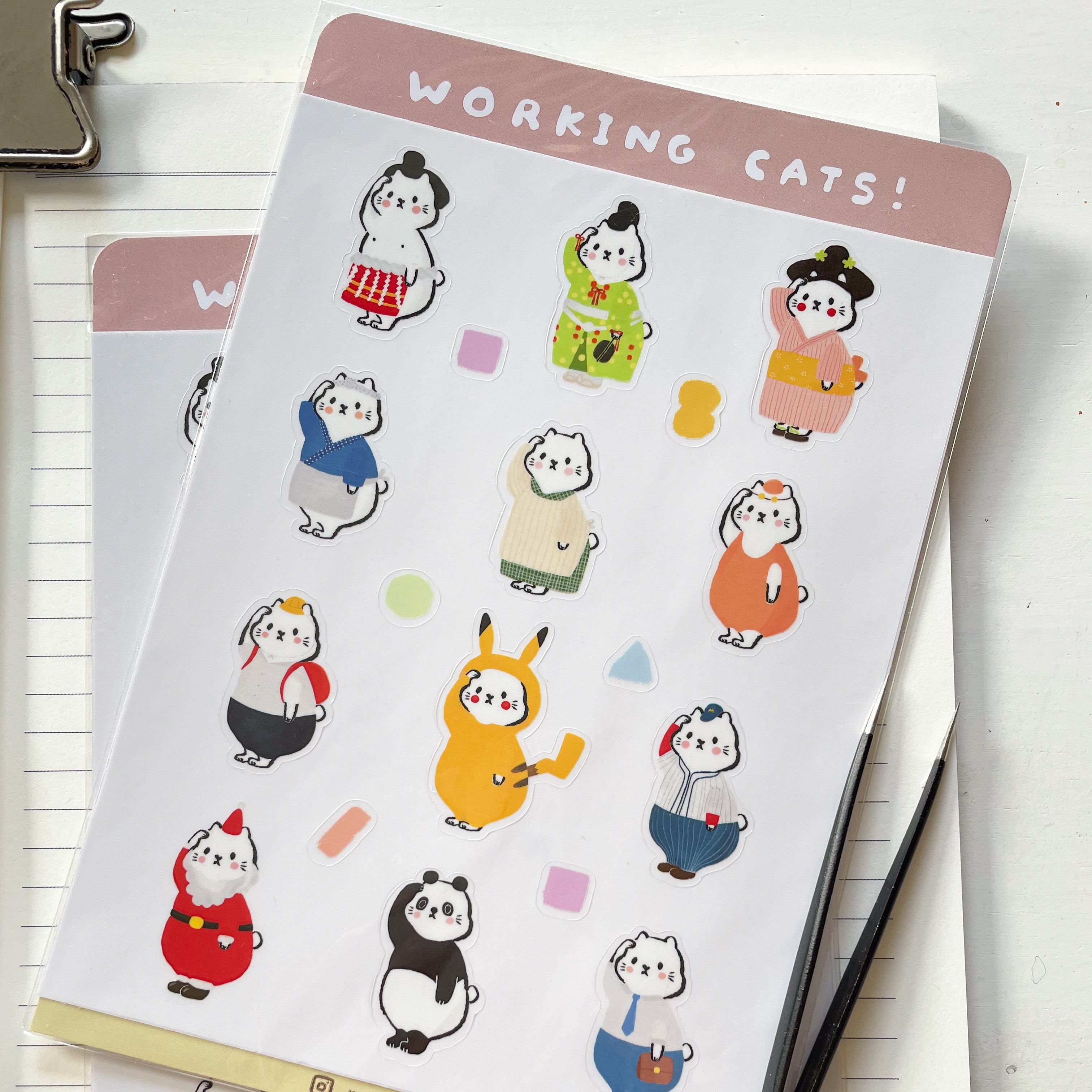 Momoko Cats with jobs Sticker Sheet