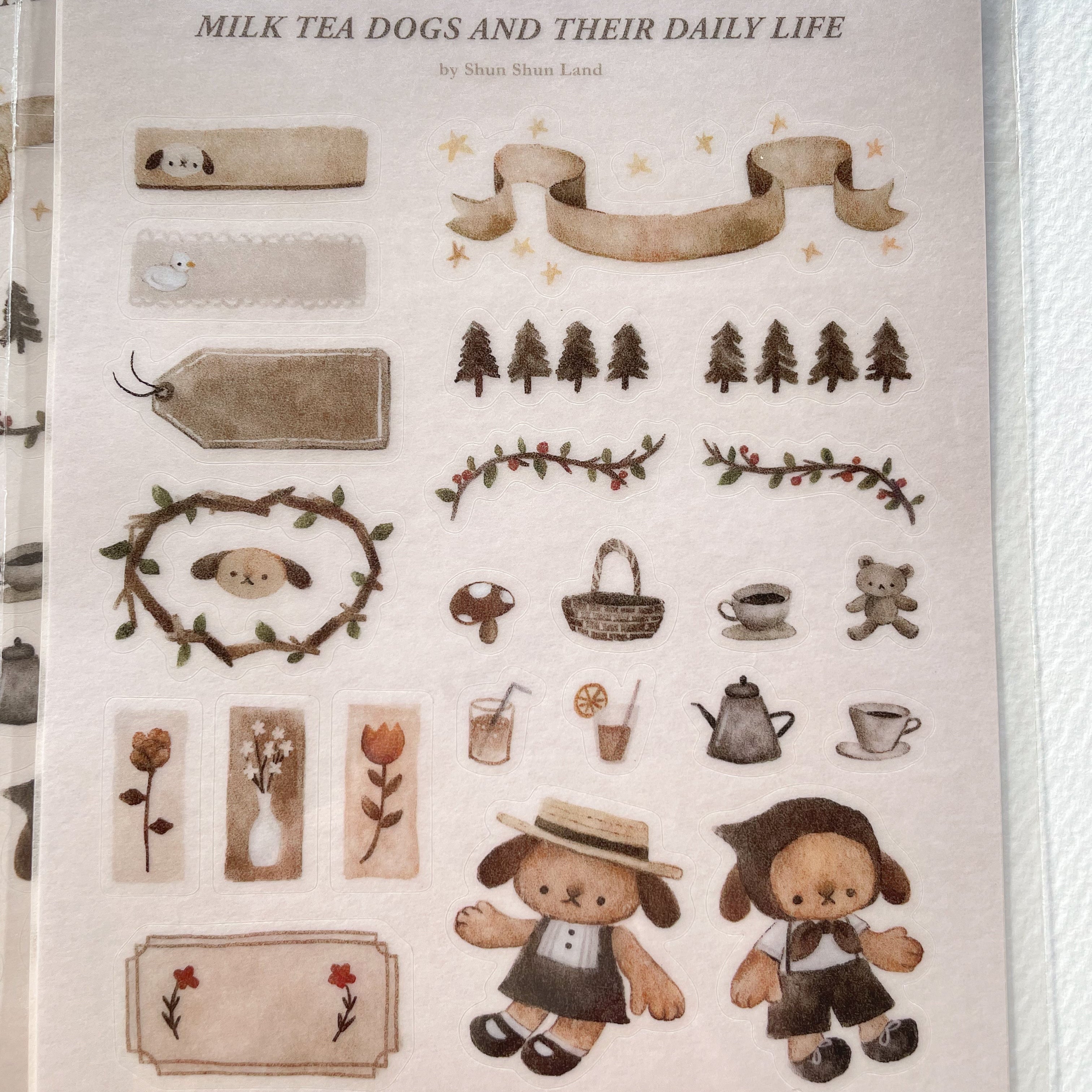 Milk Tea Dogs and Their Daily Life Sticker Sheet