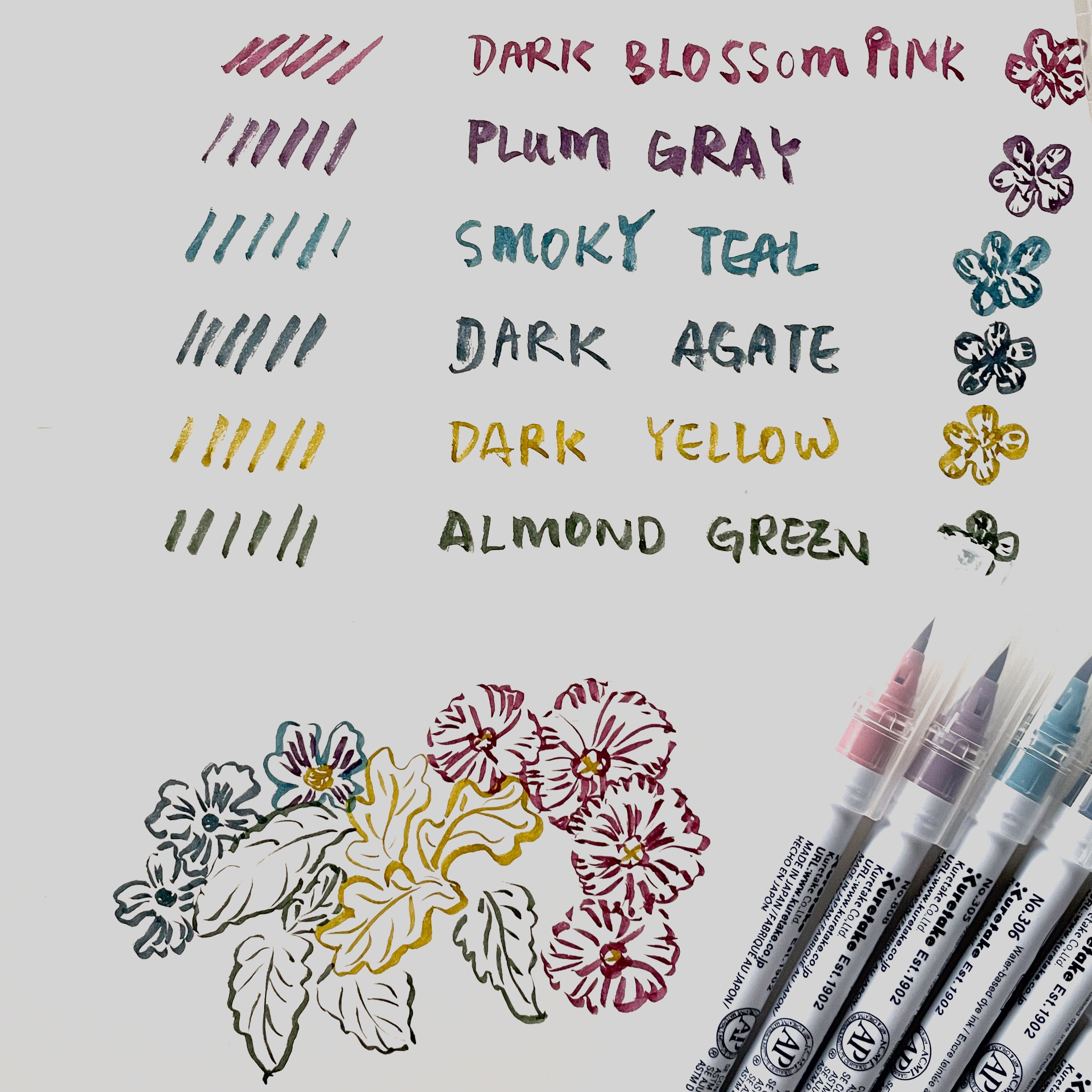 Kuretake ZIG CLEAN COLOR Real Brush 6 colors set Smoky Colors