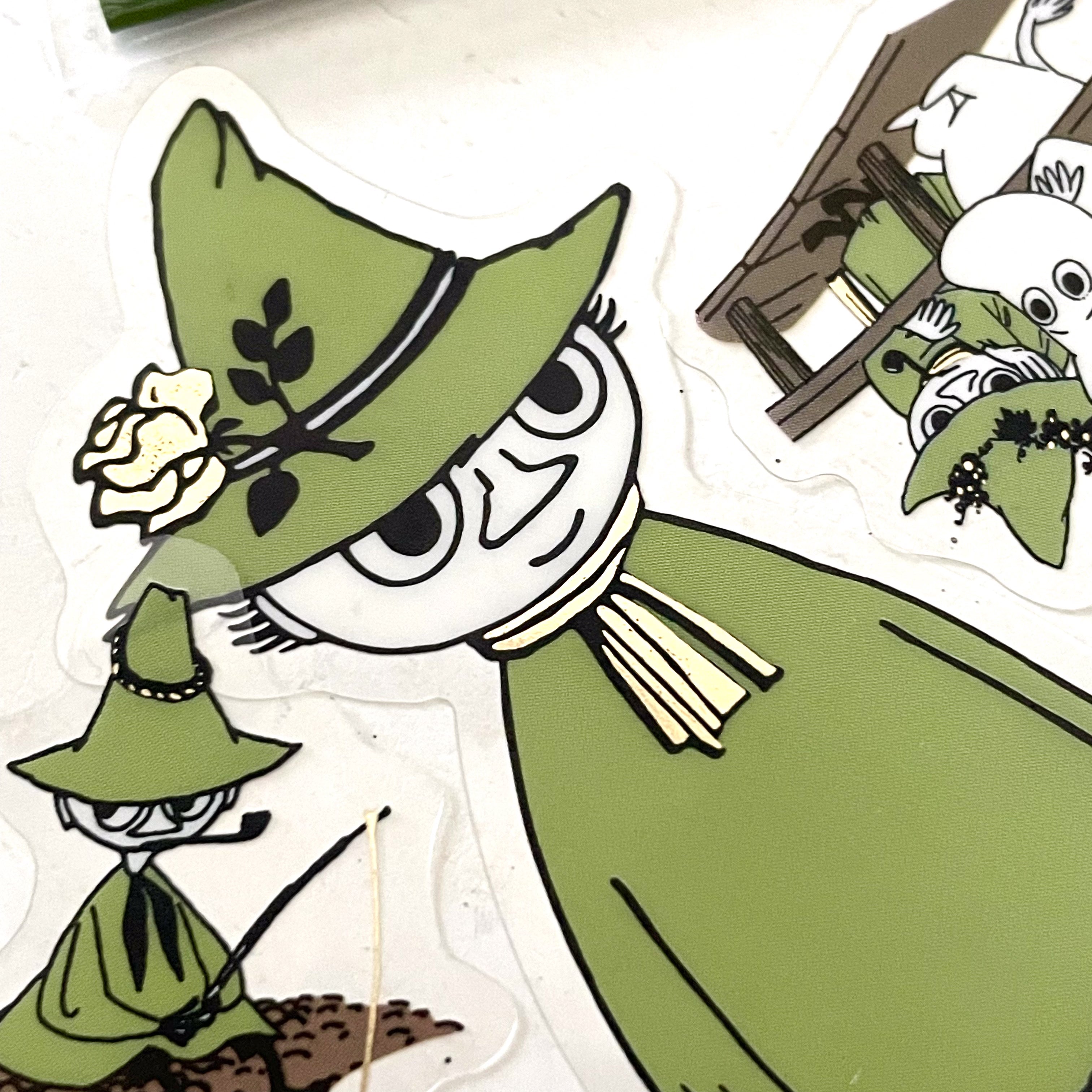 Snufkin from Moomin Sparkle Transparent Flake Stickers