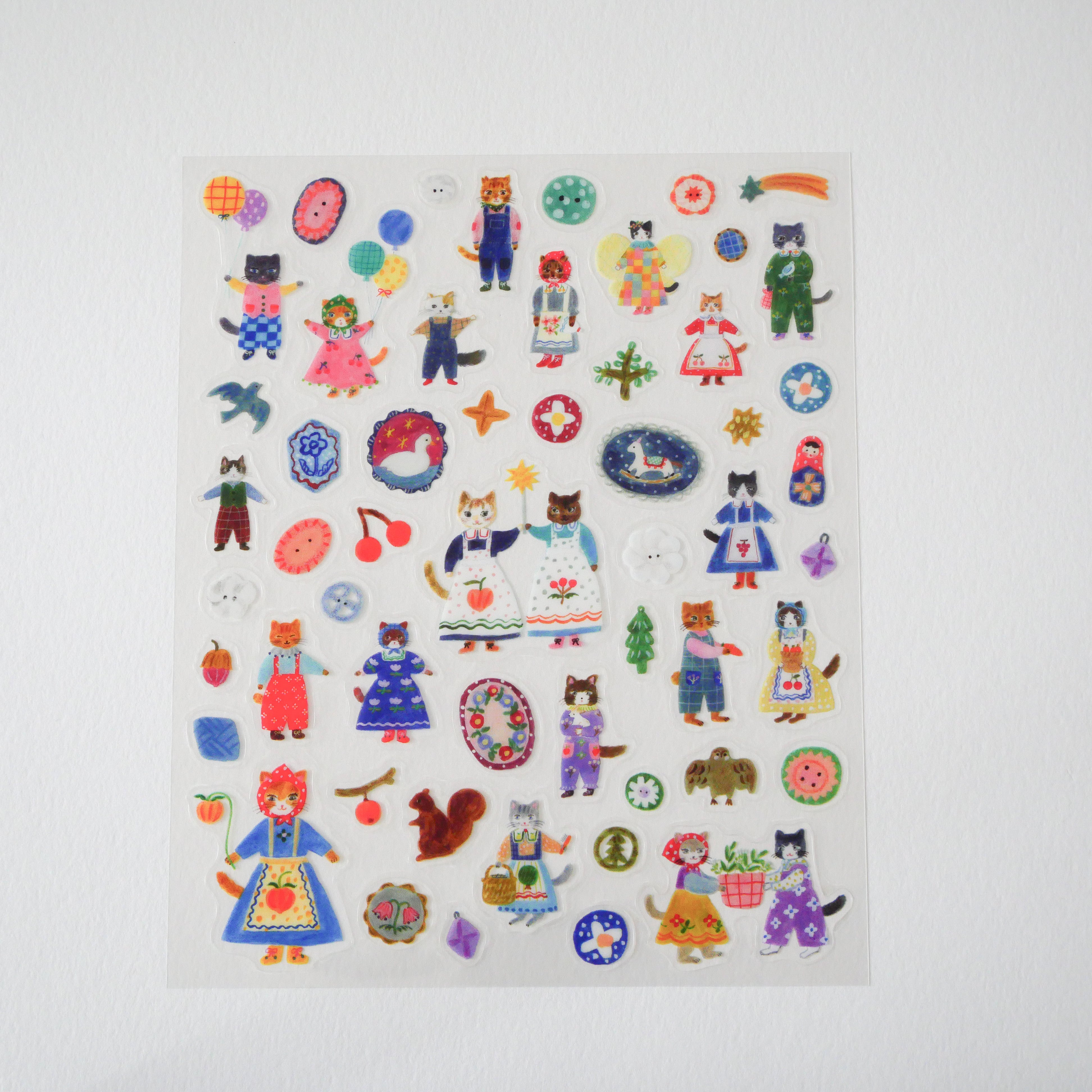 Cats and Buttons Transparent Sticker Sheets