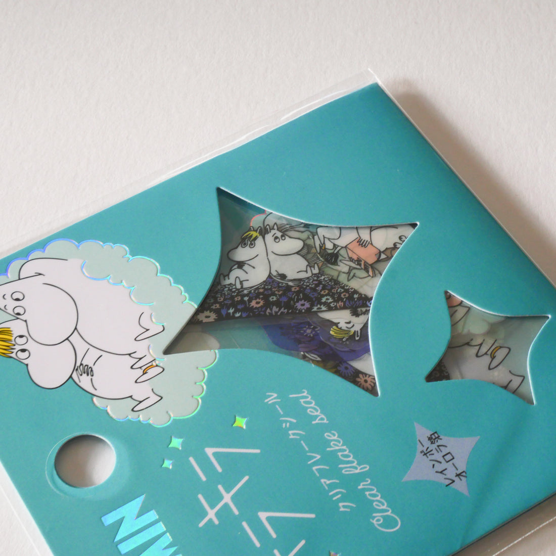 Moomintroll and Snorkmaiden from MOOMIN Sparkle Transparent Flake Stickers