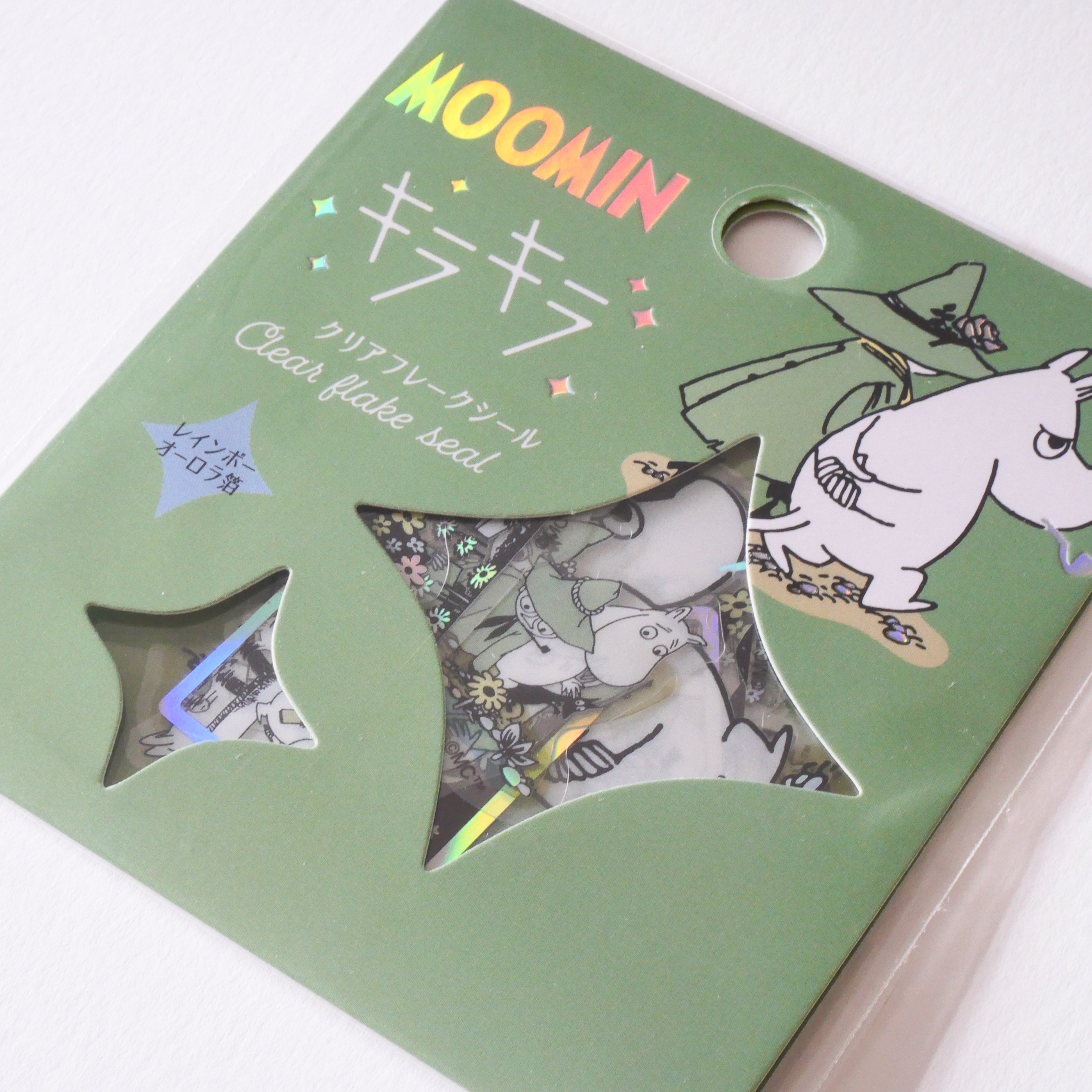 Moomintroll and Snufkin from MOOMIN Sparkle Transparent Flake Stickers