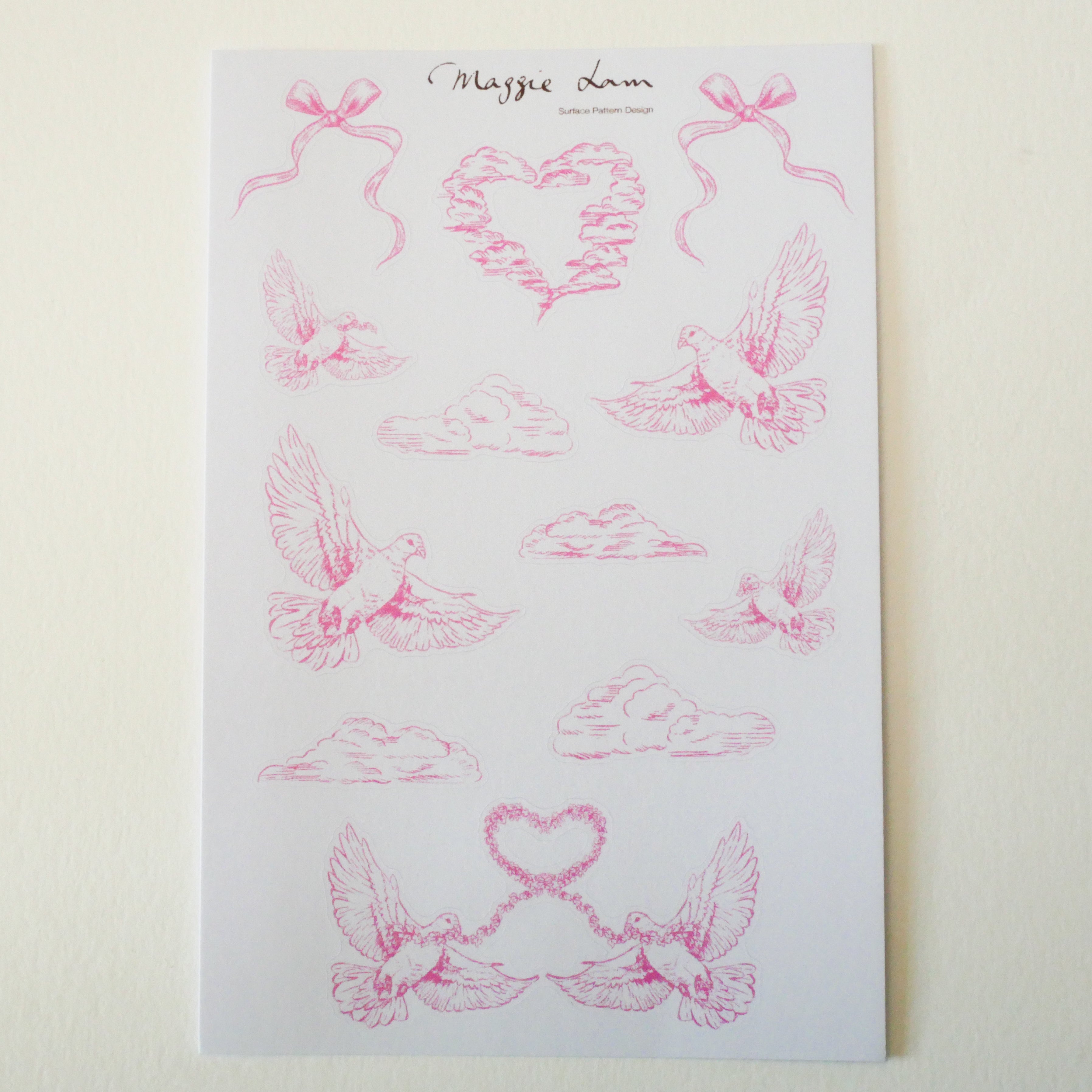 Love & Peace in Pink Paper Sticker Sheets