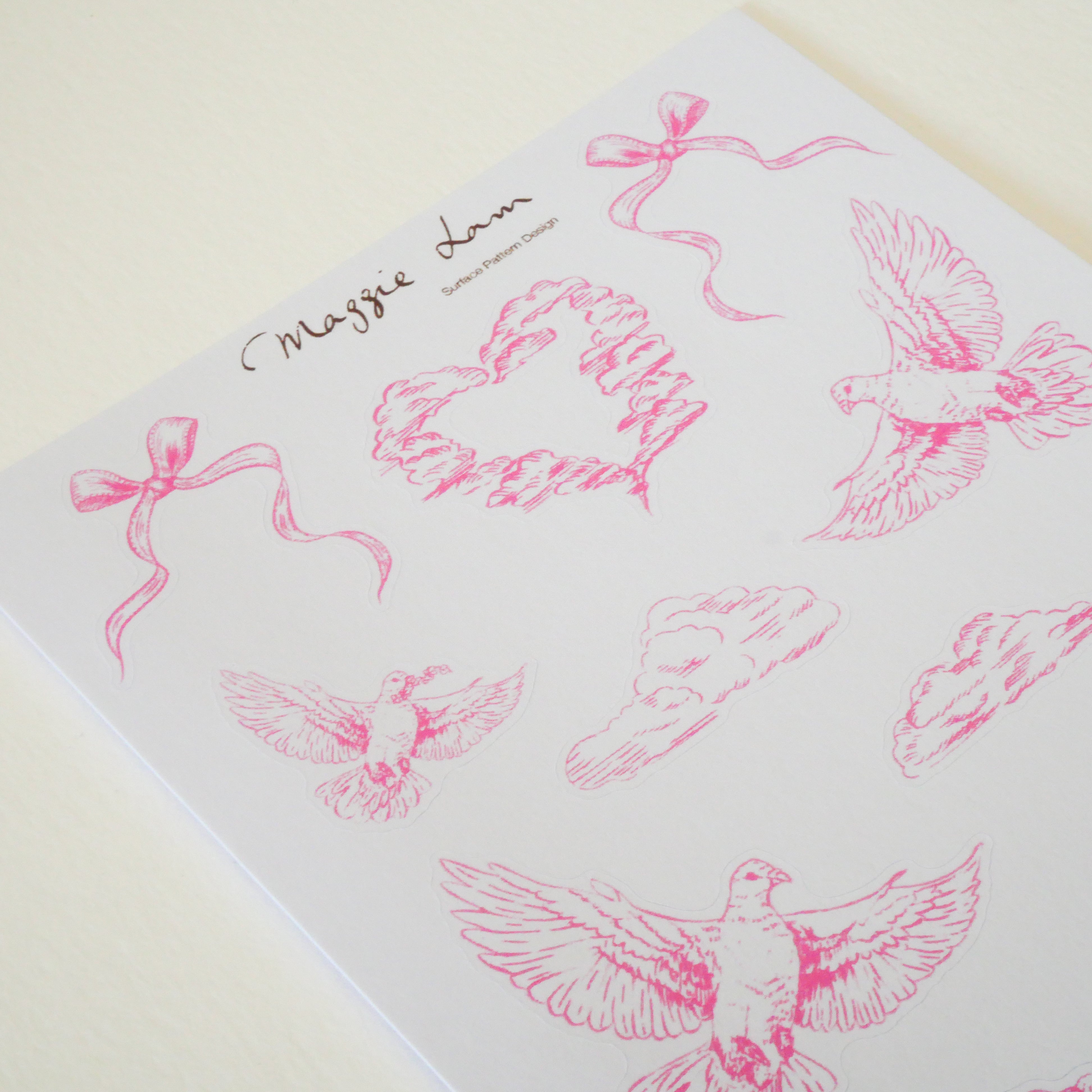 Love & Peace in Pink Paper Sticker Sheets