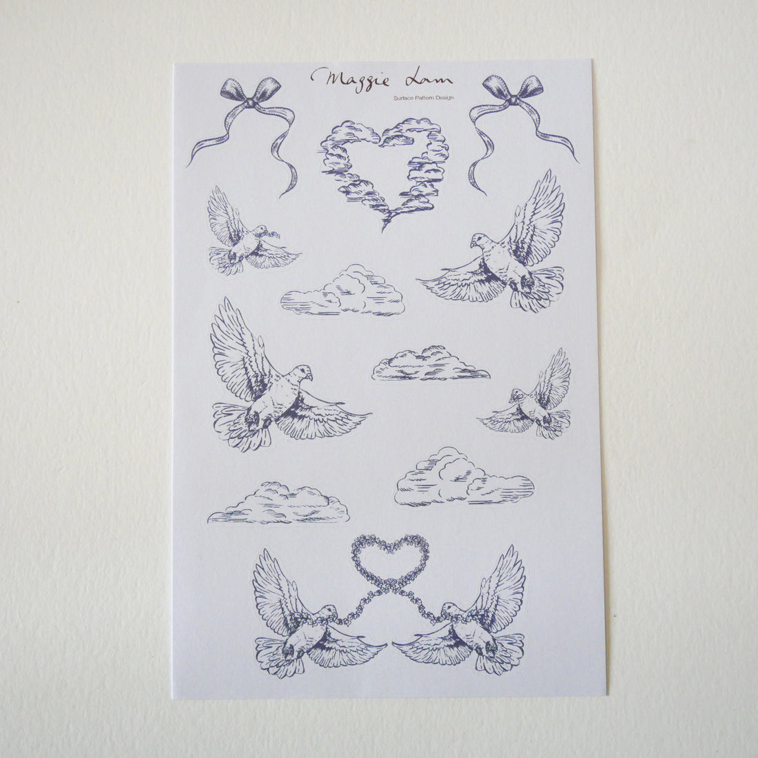 Love & Peace in Blue Grey Paper Sticker Sheets