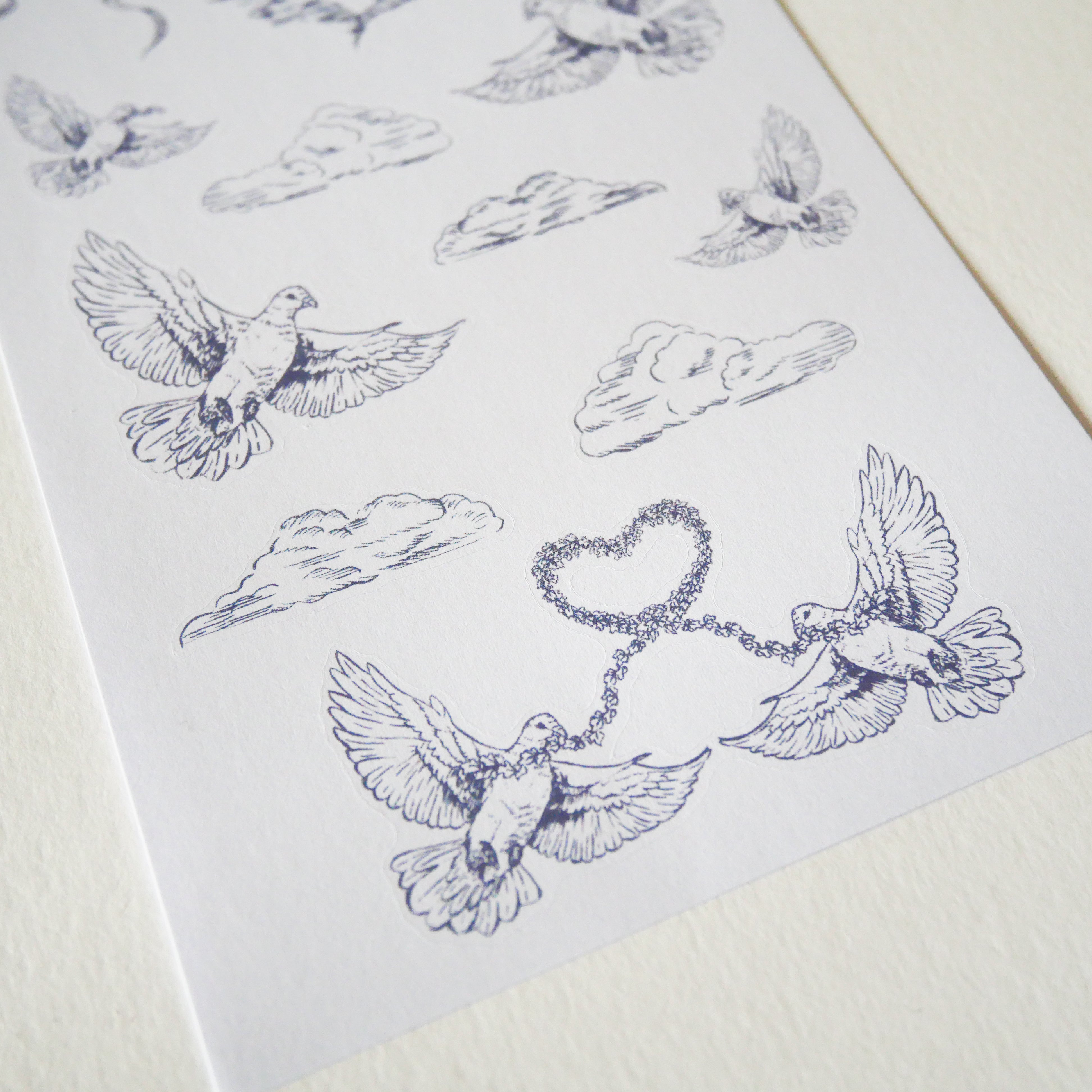 Love & Peace in Blue Grey Paper Sticker Sheets