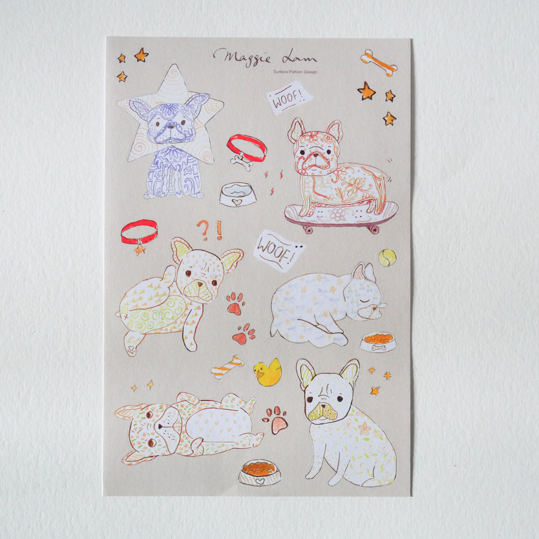 Charming Bulldogs Paper Sticker Sheets