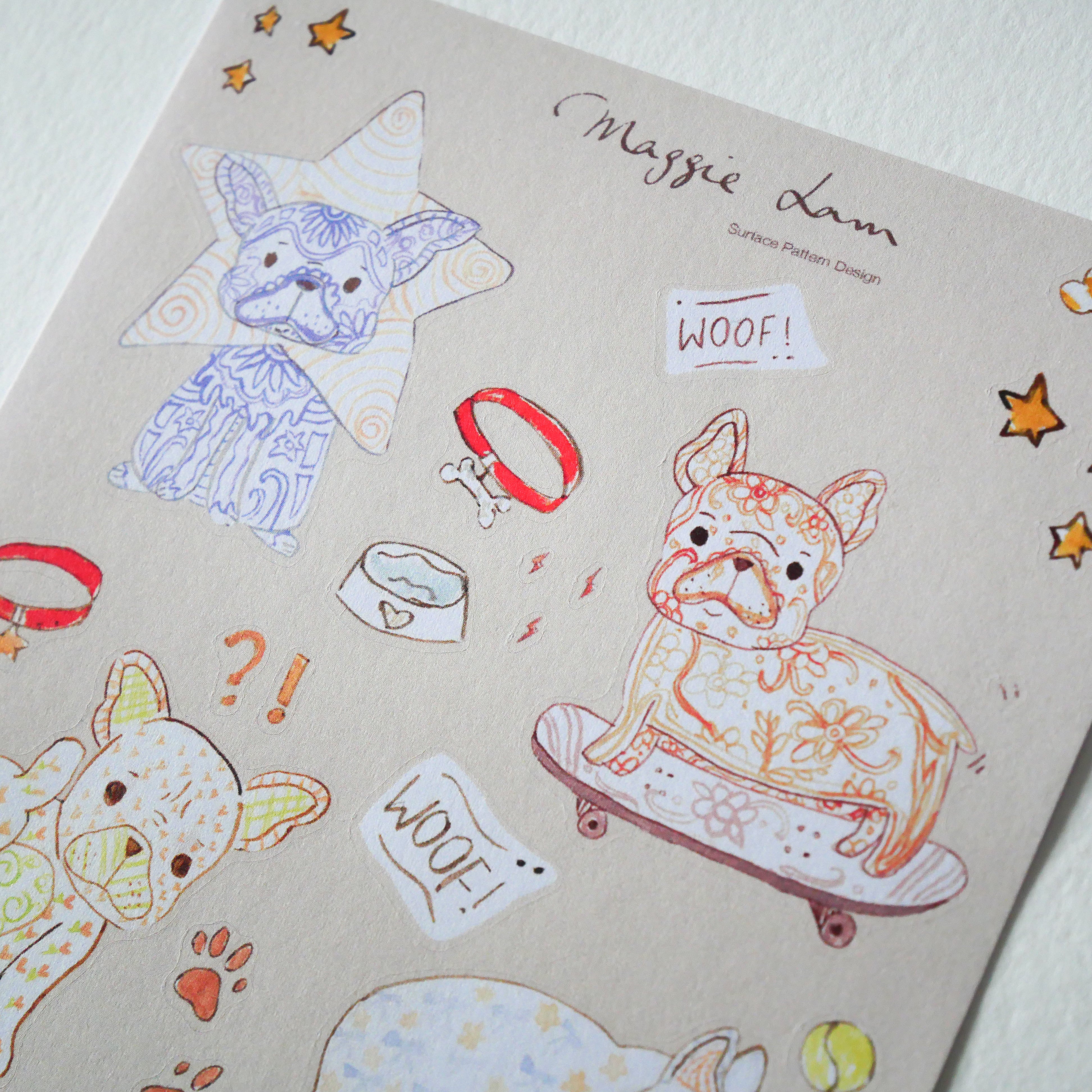 Charming Bulldogs Paper Sticker Sheets