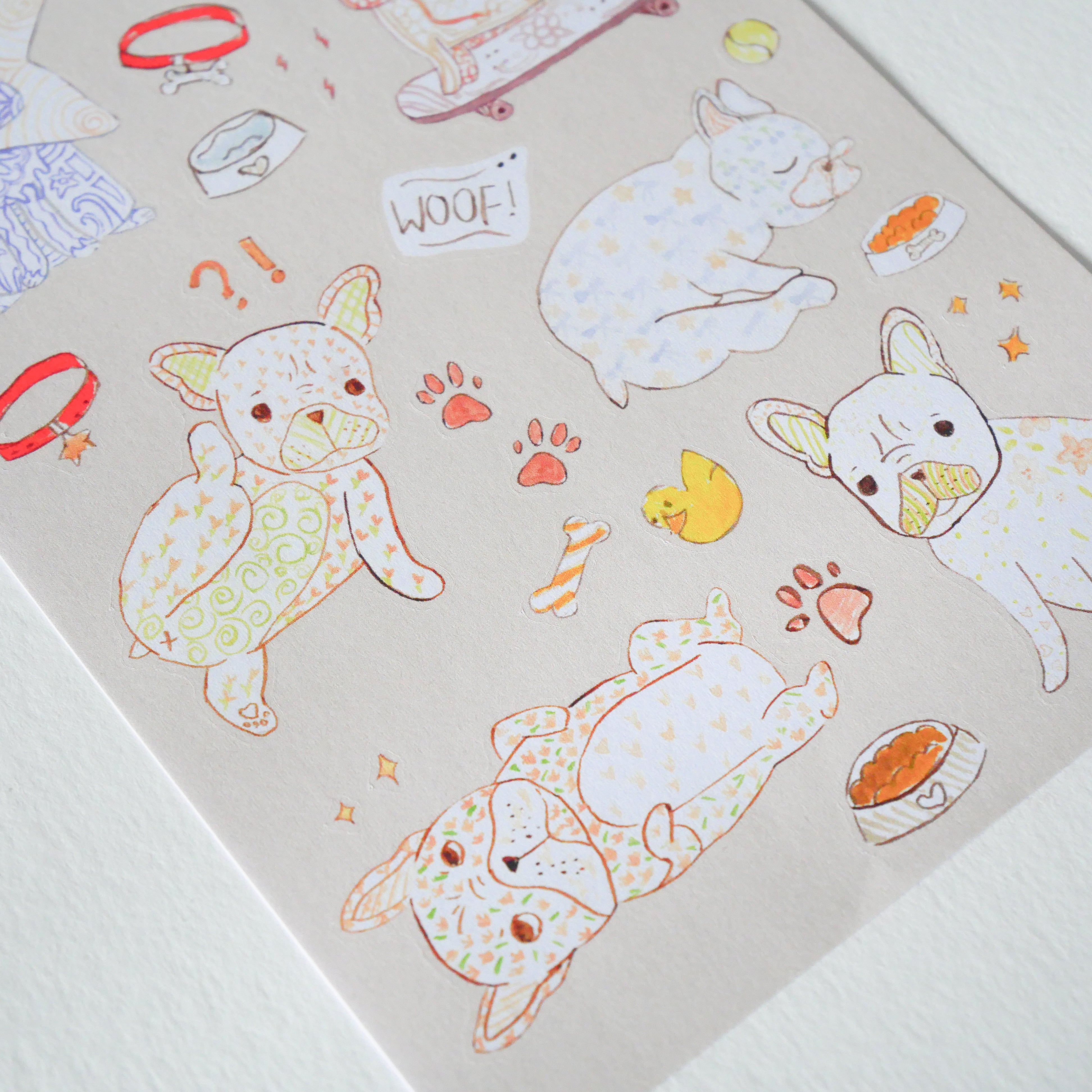 Charming Bulldogs Paper Sticker Sheets