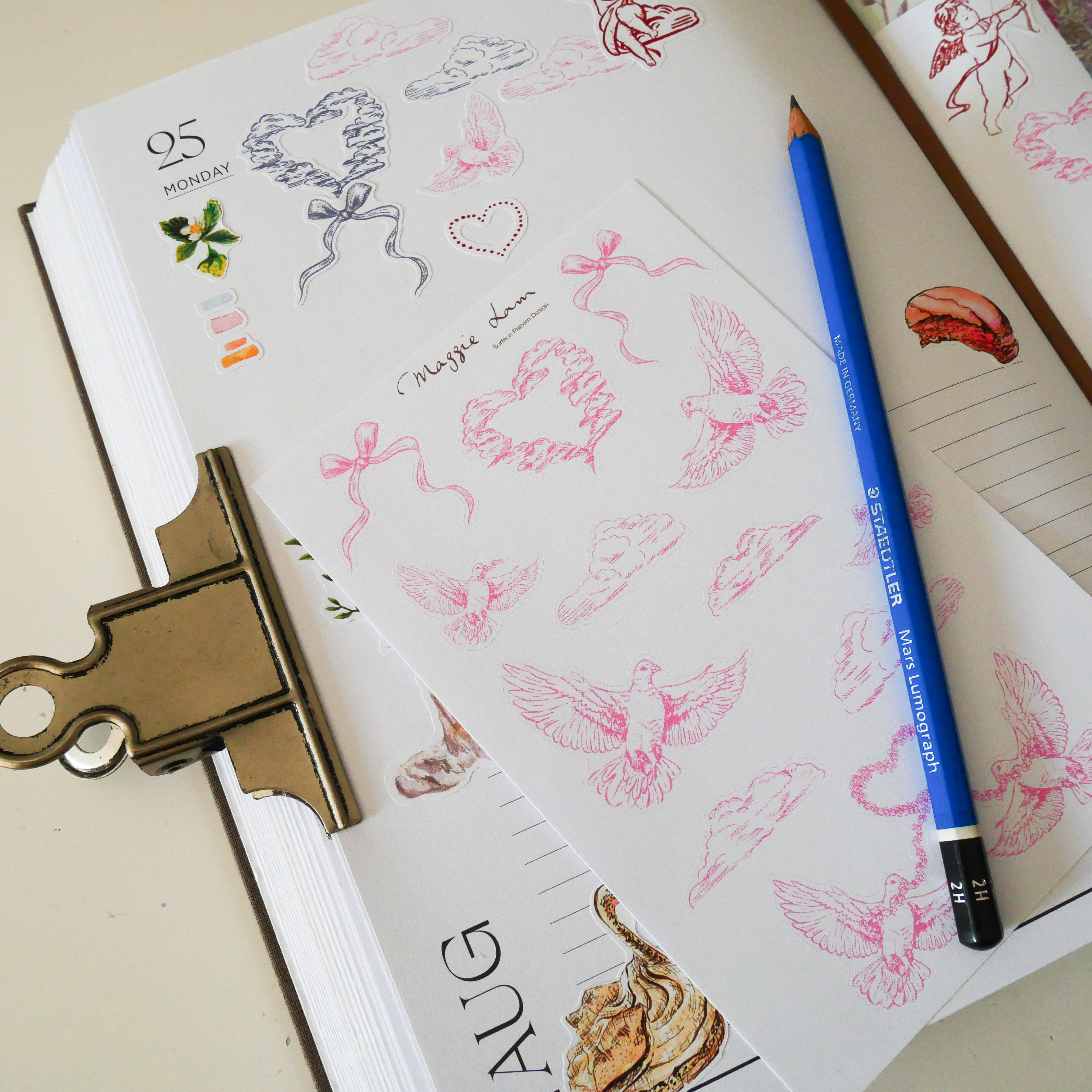 Love & Peace in Pink Paper Sticker Sheets
