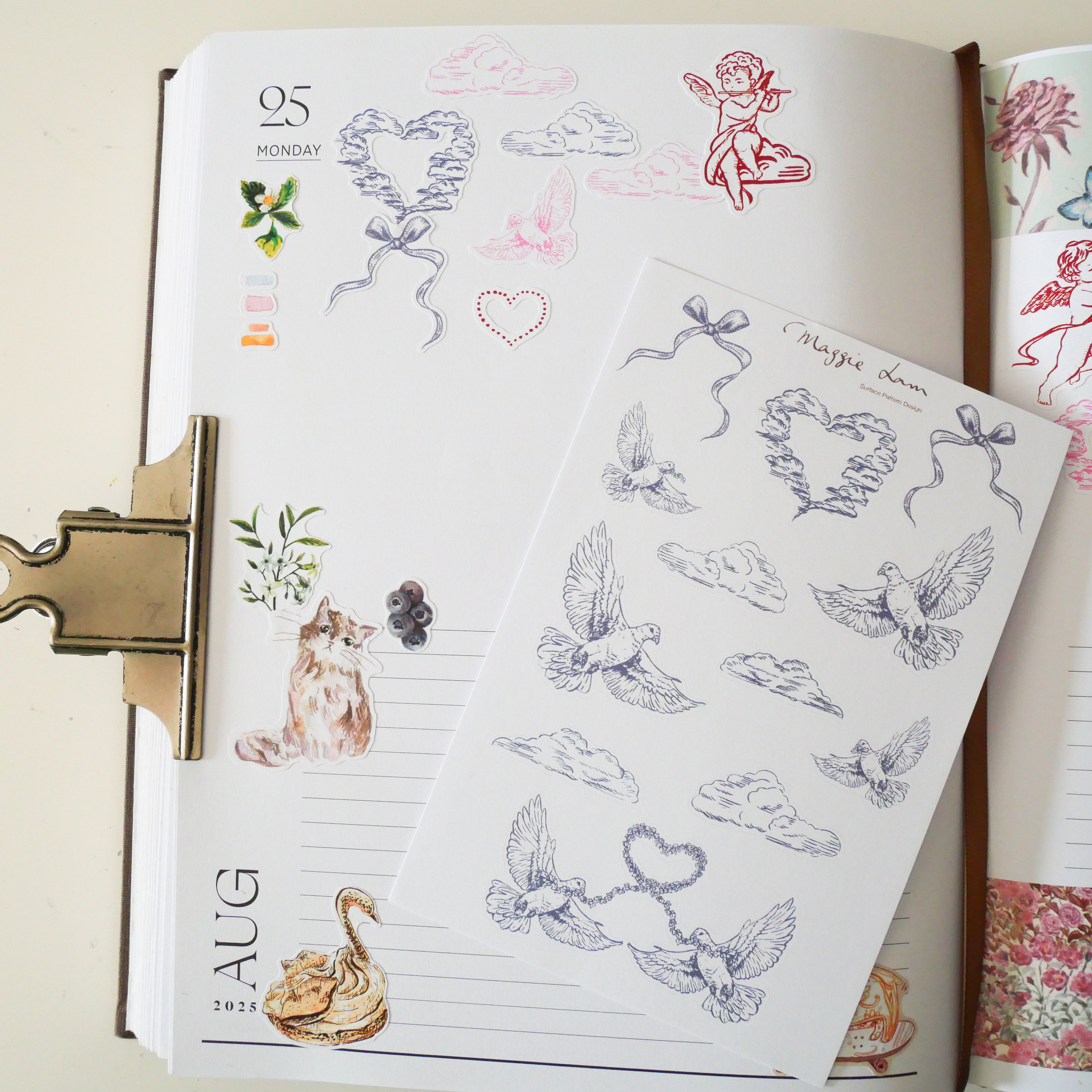 Love & Peace in Blue Grey Paper Sticker Sheets