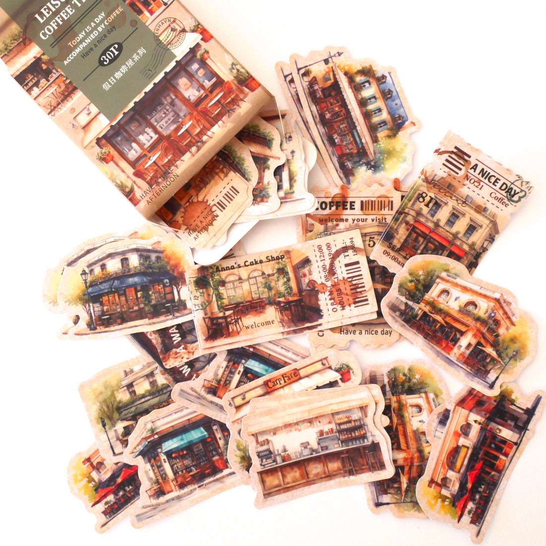 Leisure Coffee Time Washi Flake Sticker Box