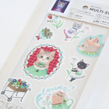 Multi-Purpose Stickers - Flower & Cat by Arisa Shimoda