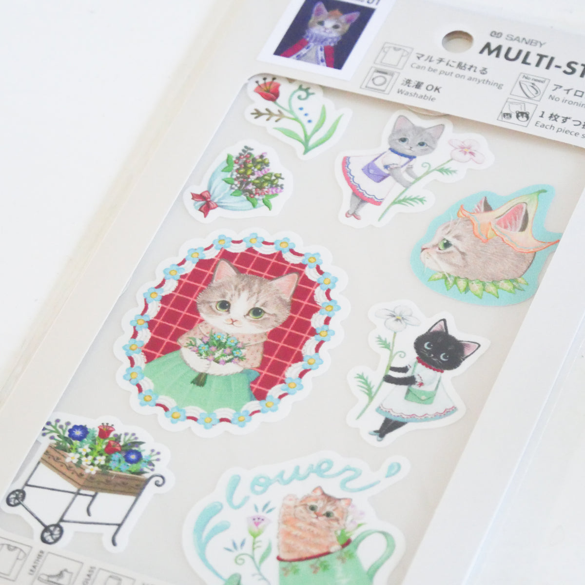 Multi-Purpose Stickers - Flower & Cat by Arisa Shimoda