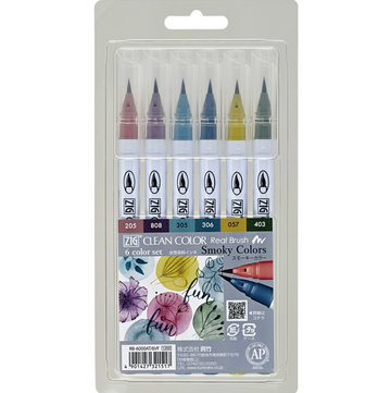 Kuretake ZIG CLEAN COLOR Real Brush 6 colors set Smoky Colors