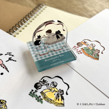 Rei Kurahashi Acrylic Stand Stamp_ Girl playing with cat