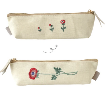 Anemone Embroidered Pen Case