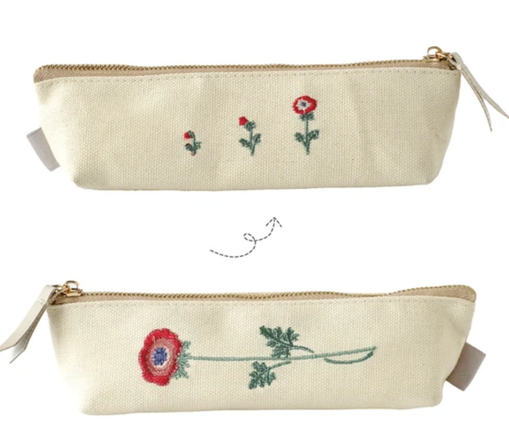 Anemone Embroidered Pen Case