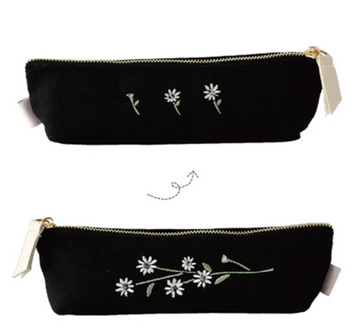 Daisy Embroidered Pen Case