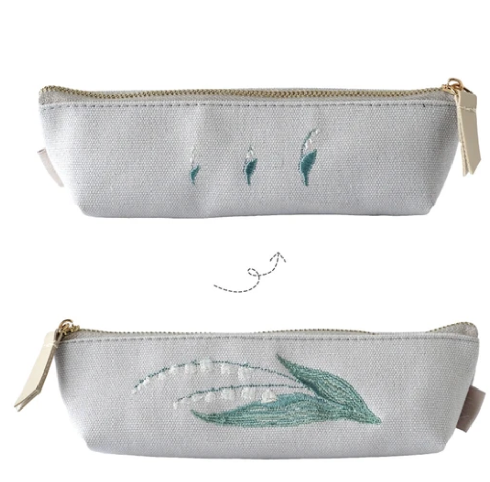 Lily of the Valley Embroidered Pen Case