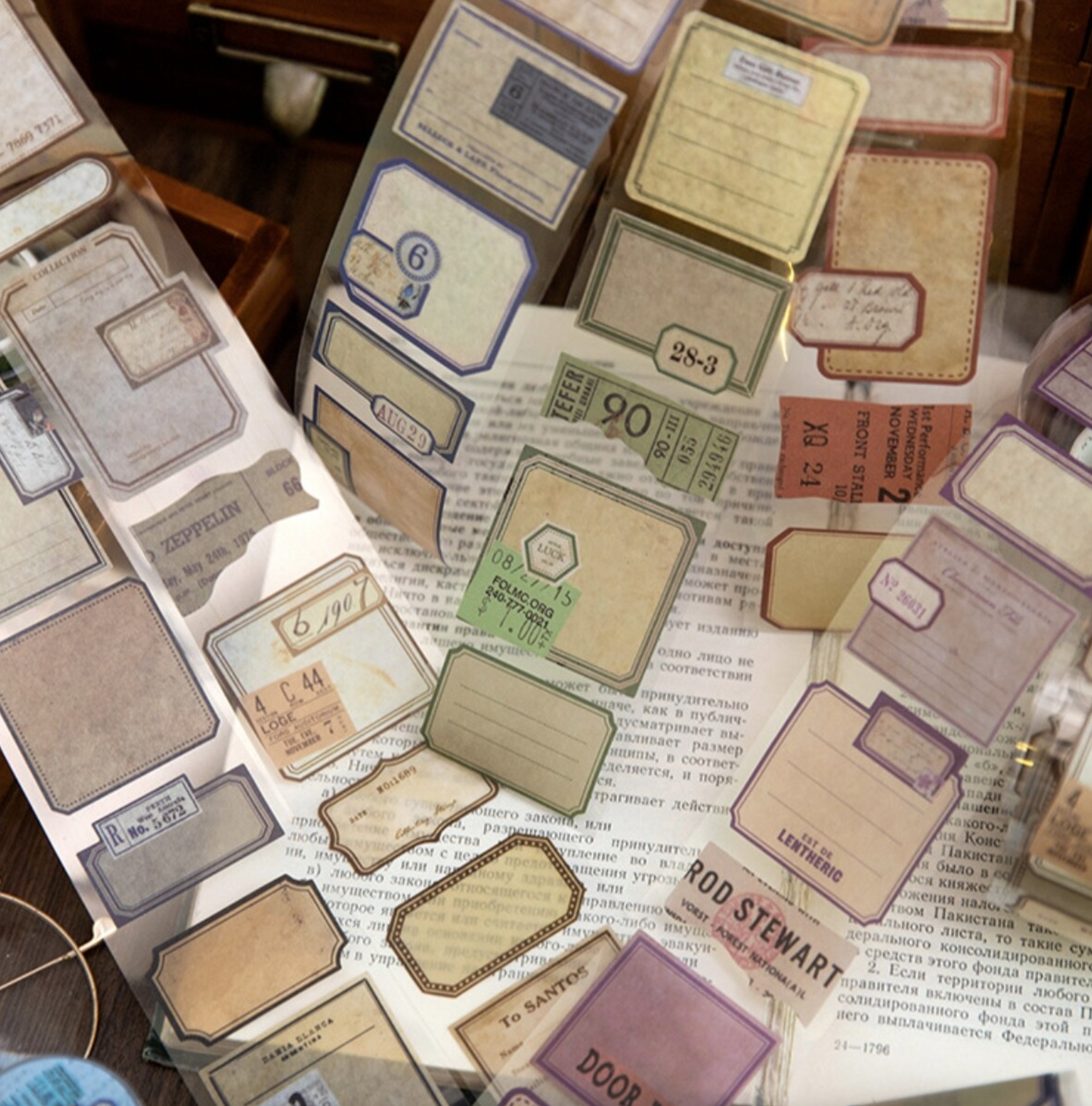 Vintage Labels Washi Stickers Roll #1