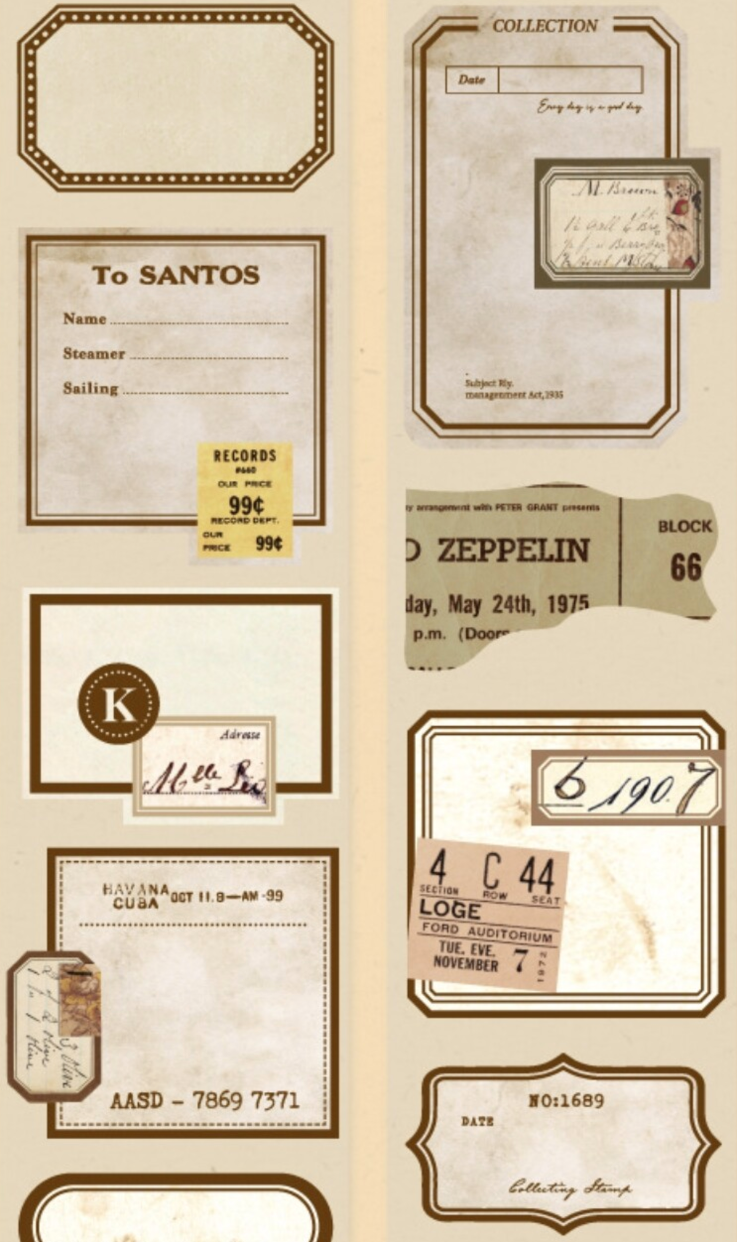 Vintage Labels Washi Stickers Roll #6