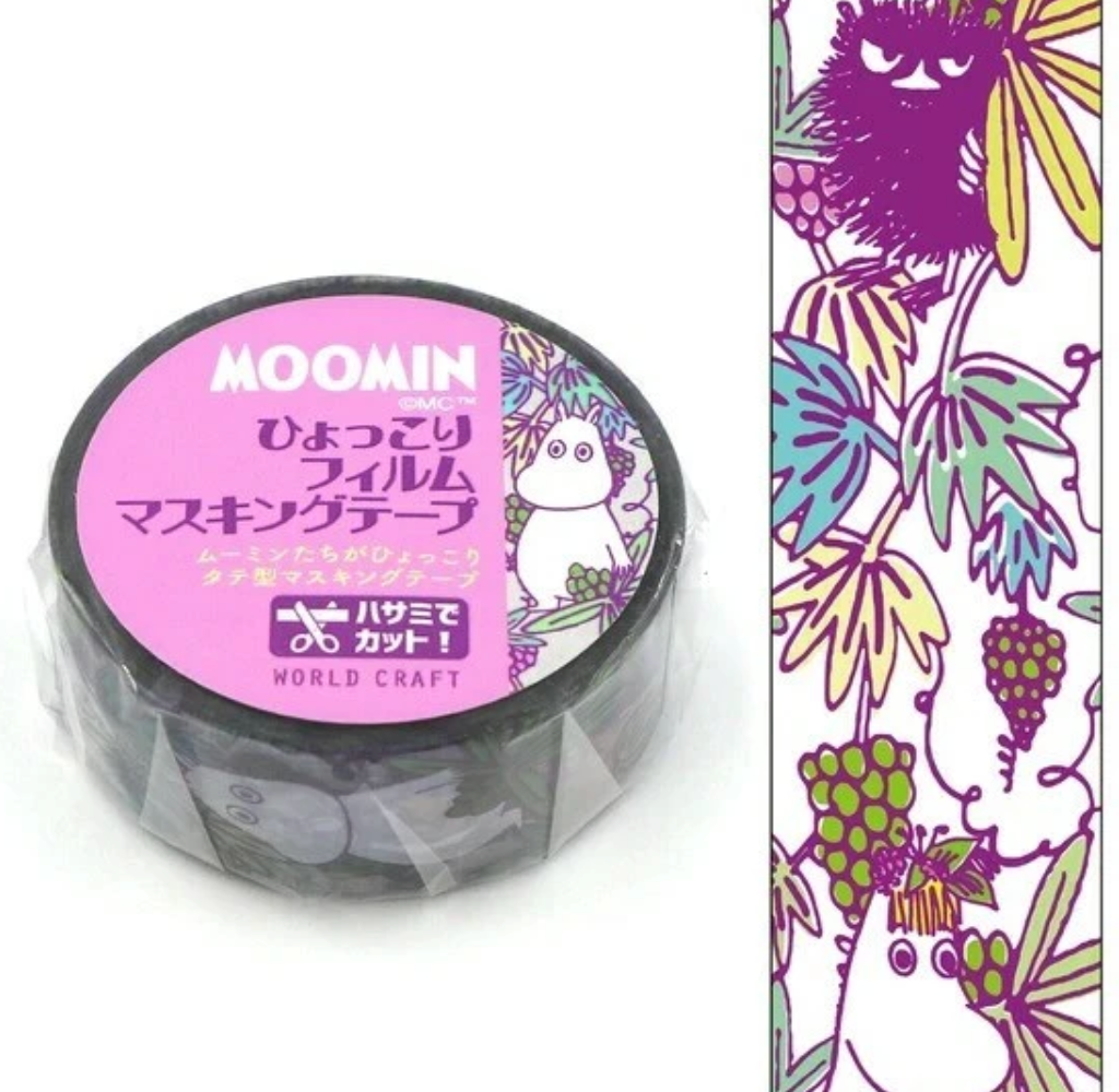 Grape and Flower Pattern Moomin Clear Masking Tape
