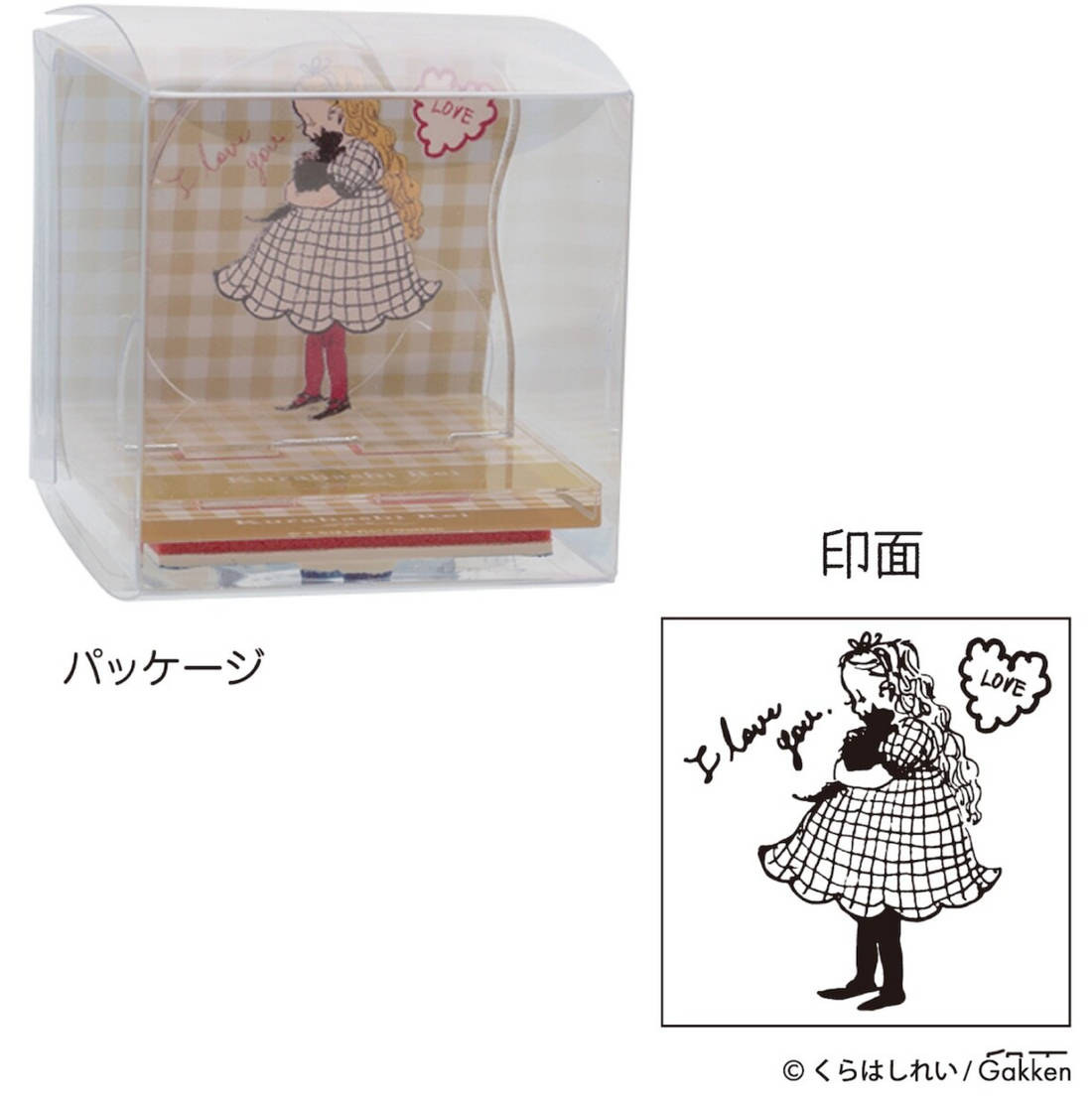 Rei Kurahashi Acrylic Stand Stamp_ Girl cuddling a cat
